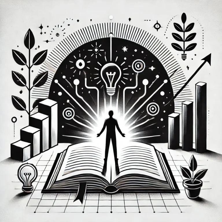 A black-and-white minimalist illustration depicting the concept of deep learning—a person explaining an idea to another person, symbolizing the power of teaching as a learning tool.