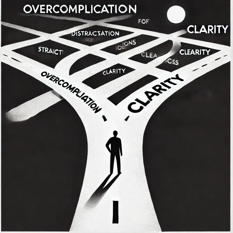 Image of overcomplicating vs Making Progress
